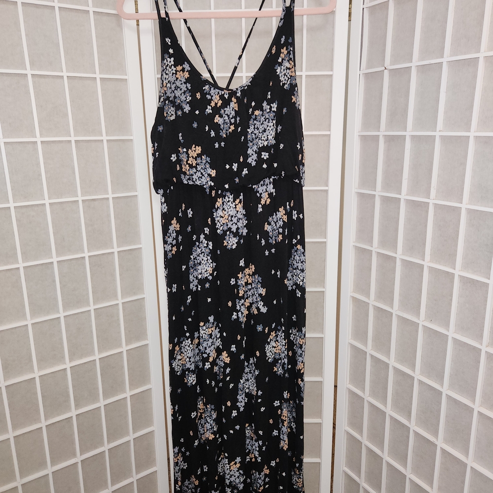 Loft Outlet Navy Blue Floral Sleeveless Maxi Dress